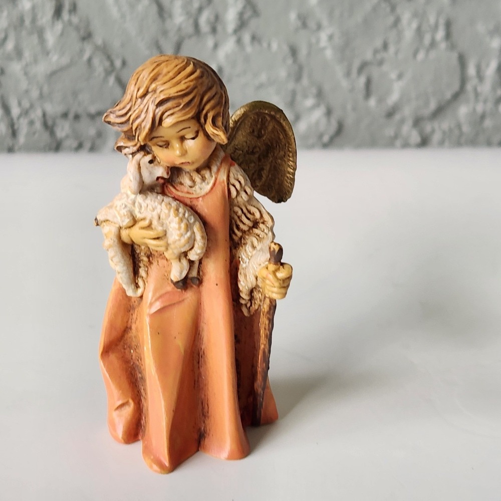 Fontanini Depose Italy 672 Angel with Lamb Shepherd Figurine 1998 Nativity 3.25"